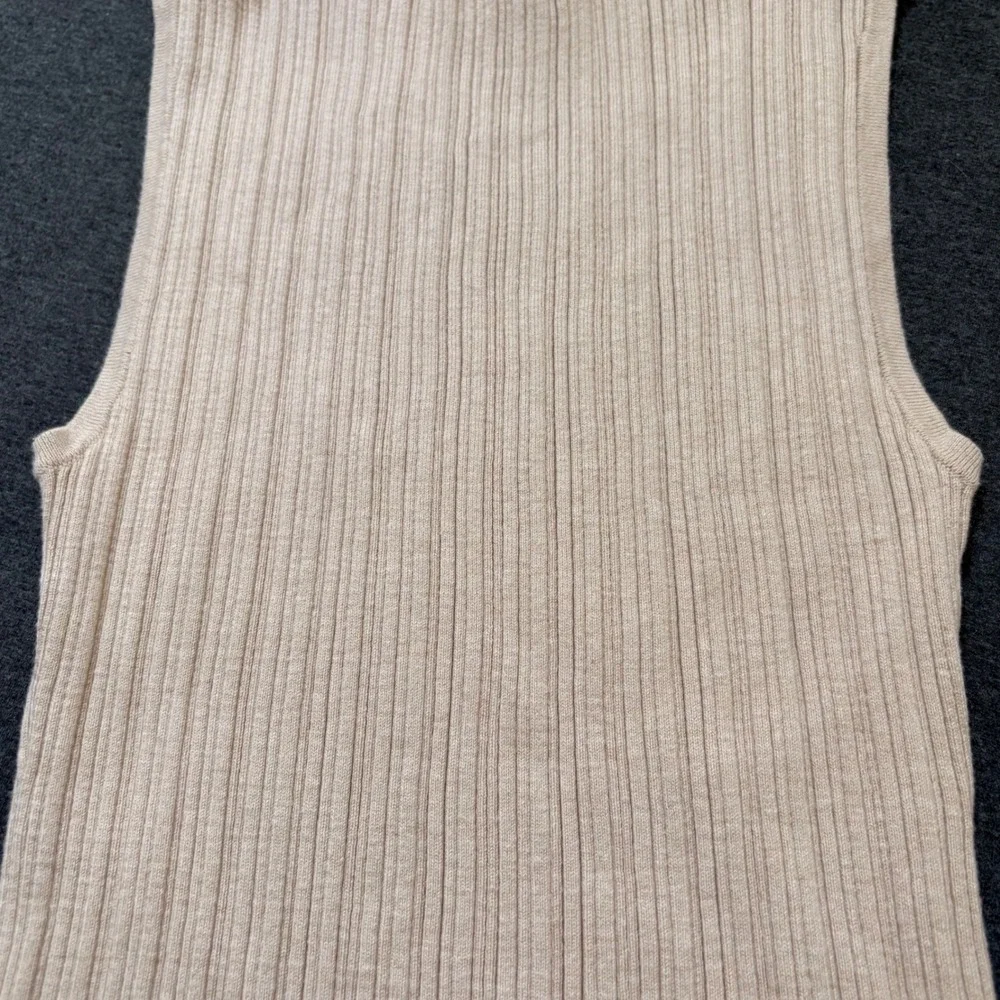 Quince Womens M Cotton Cashmere Ribbed Sleeveless Midi Dress Heather Oatmeal - Picture 8 of 12